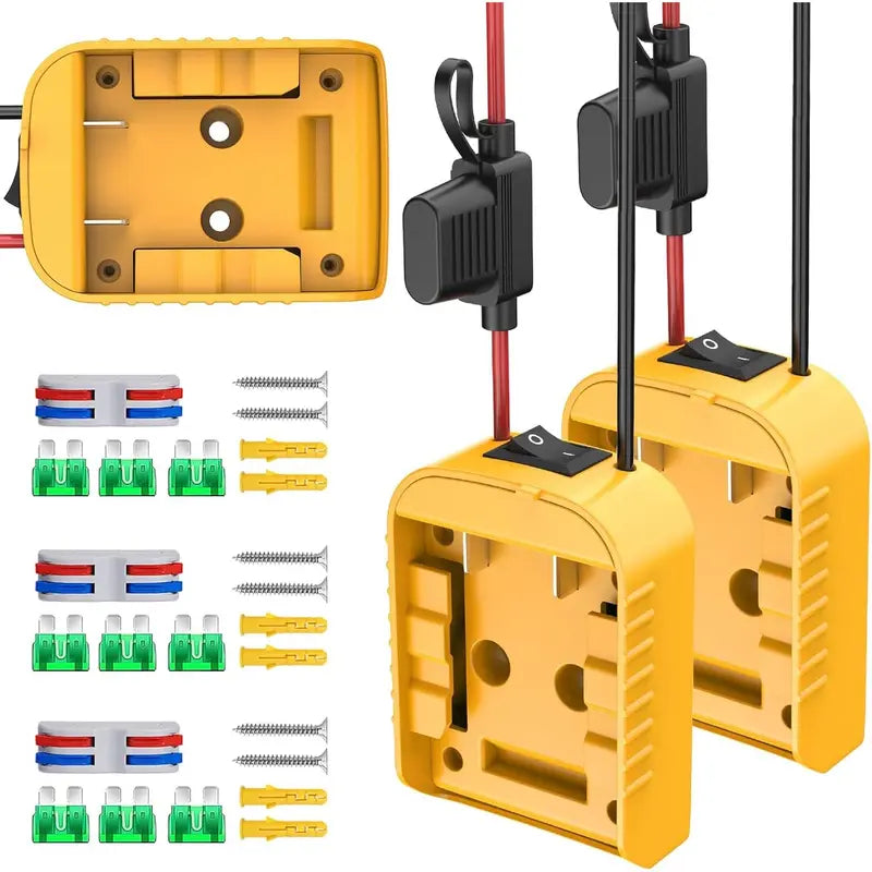 GJANSH for Power Wheel Adapter Compatible with Dewalt 20V Battery Converter Kit with Switch & Fuse & Wire Terminals & 12 AWG Wire for DIY RC Car Toys Robotics