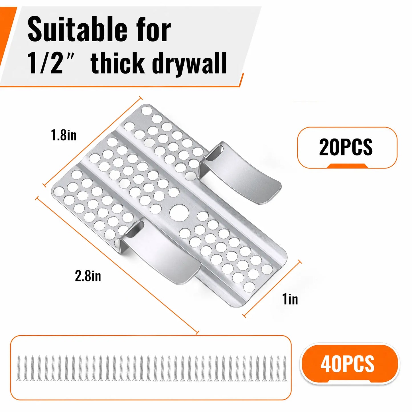 GJANSH Easy-to-Install 1/2-Inch Drywall Clips,Drywall Repair Tools, Professional Wall Hole Repair Kit and Drywall, Sturdy Metal-Backed Clips with Screws for Home Renovation