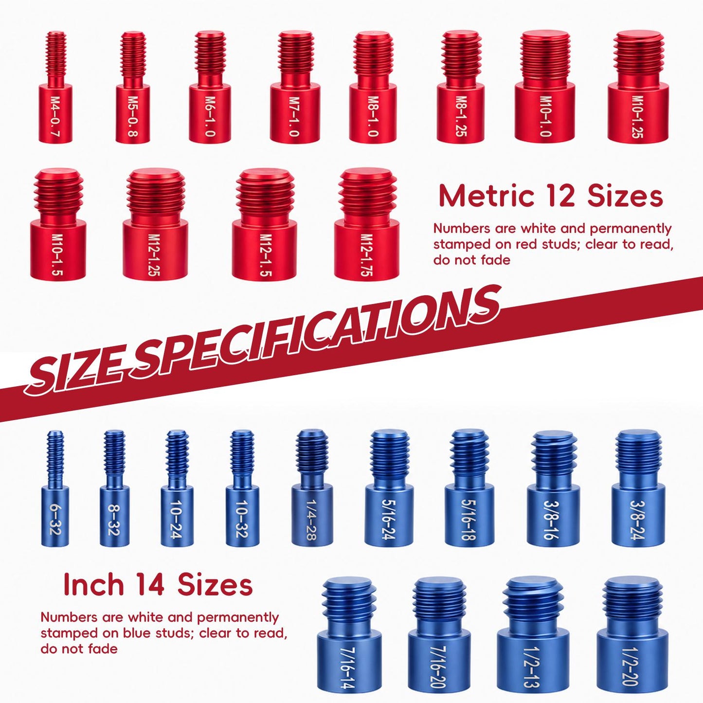GJANSH 26/44PCS Nut and Bolt Thread Checker - Comprehensive Bolt Size and Thread Gauge Tool, Inch & Metric Sizes, with Handy Tool Box, Excellent for Home Garages and Car Repairs, Snapfixmate, fathersdaygift