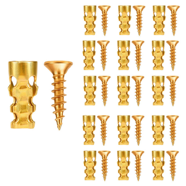 Tornillos de reparación de roscas para bisagras de puerta GJANSH de 6 x 14 mm, anclajes de pared de expansión corta, 30 unidades/60 unidades, reparador de roscas peladas para montaje de bisagras de gabinete, azulejos, piedra y tabiques