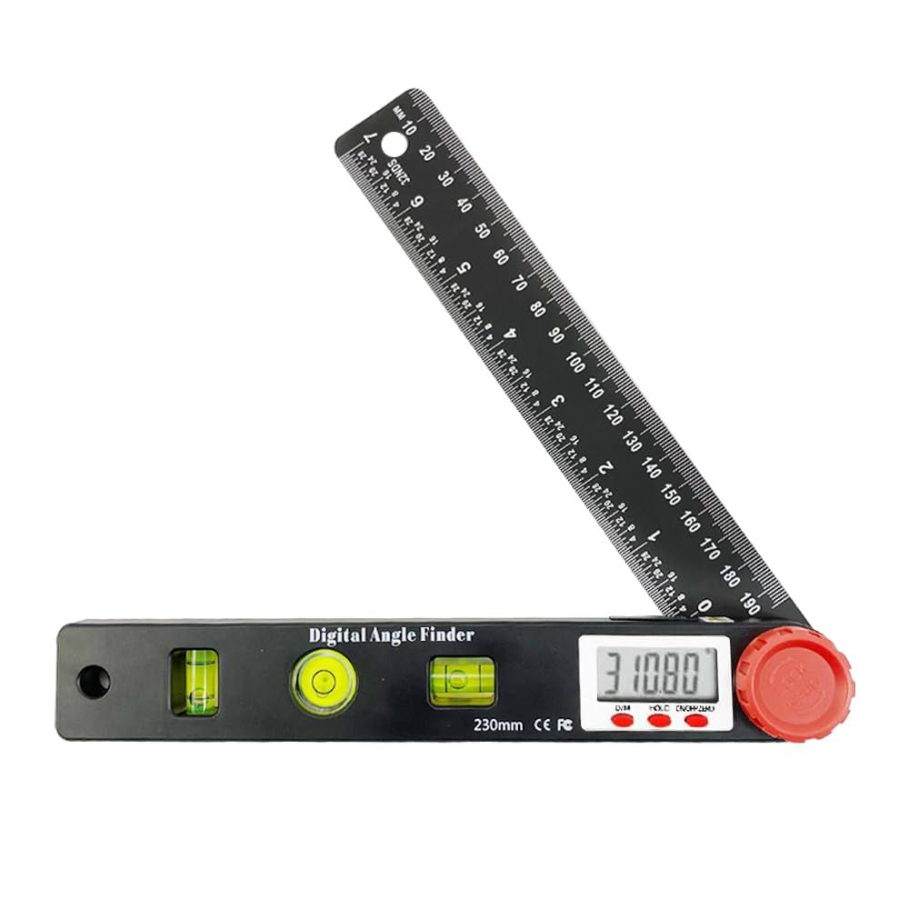 GJANSH Digital Angle Finder, 7 inch /200mm T-Bevel Protractor Ruler,Horizontal Vertical Bubble levels with Large LED Screen, 0-360° Measuring Tool,Suitable for Woodworking/Construction/DIY
